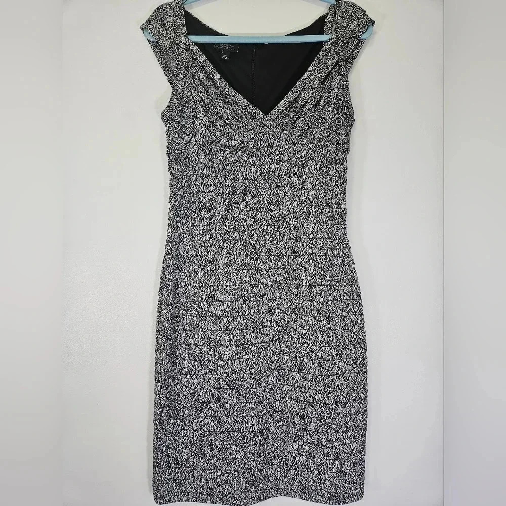 Dressbarn v-neckline dress with layered black and white design